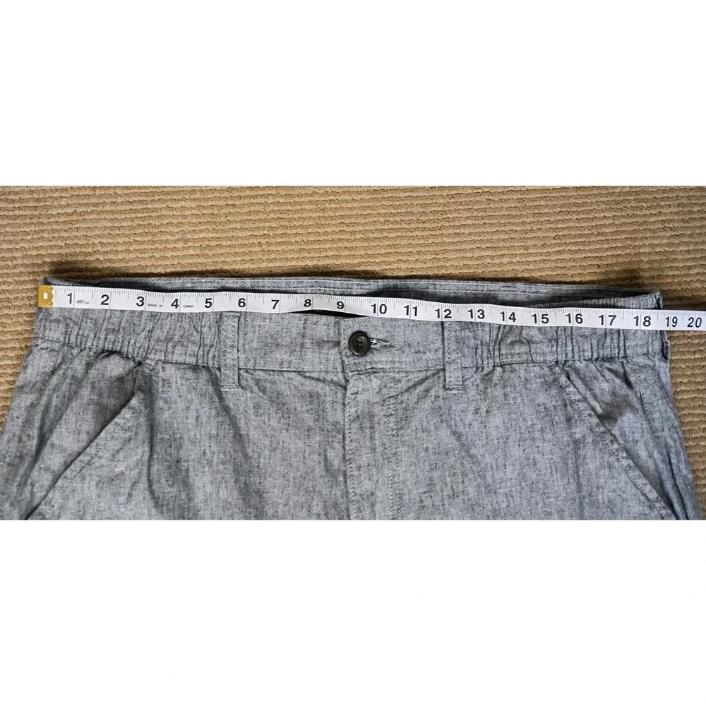 St. John's Bay Mens Linen Blend Elastic Waist Cargo Shorts Gray Sz 38